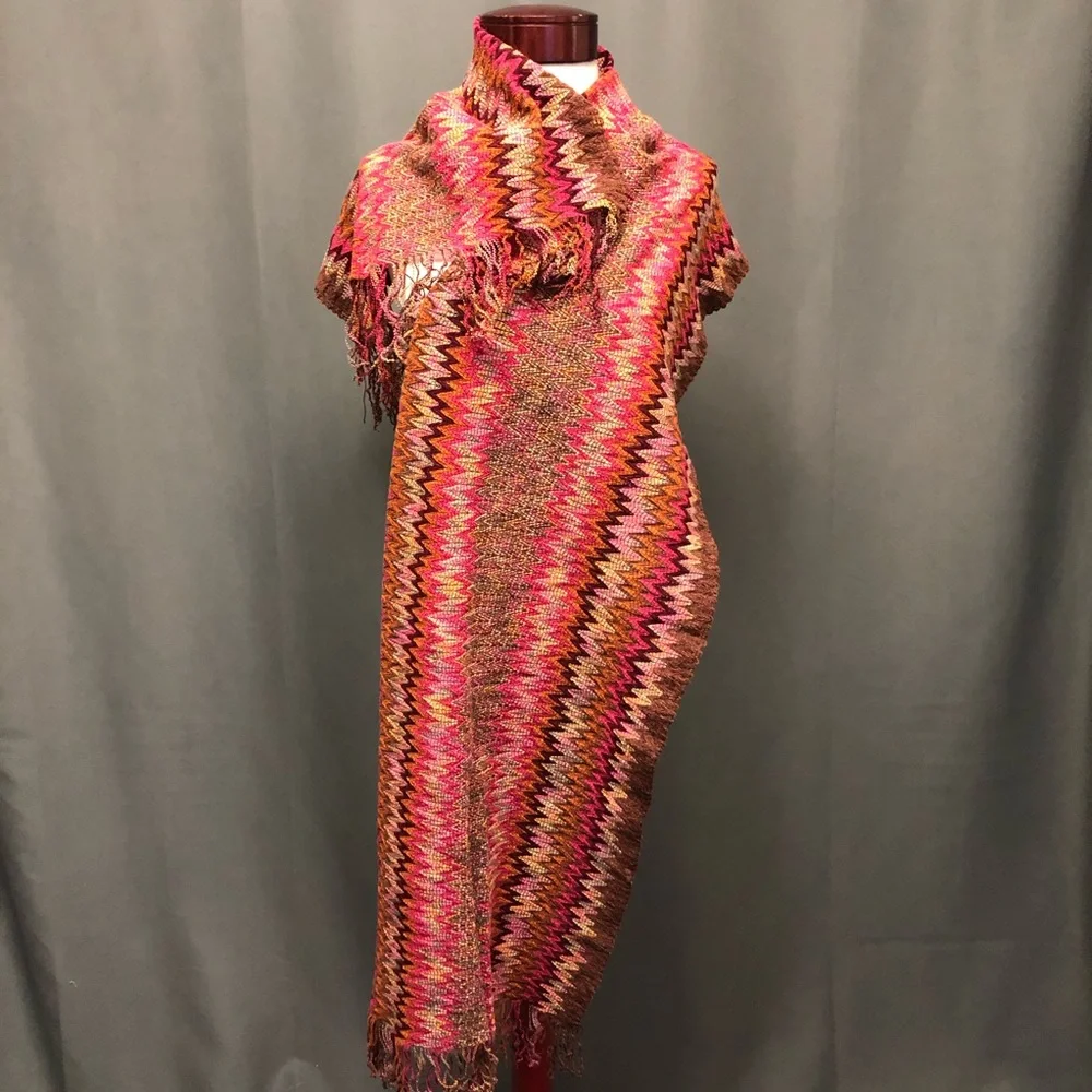 Missoni scarf in zigzag colors of browns,pinks - Picture 4 of 4